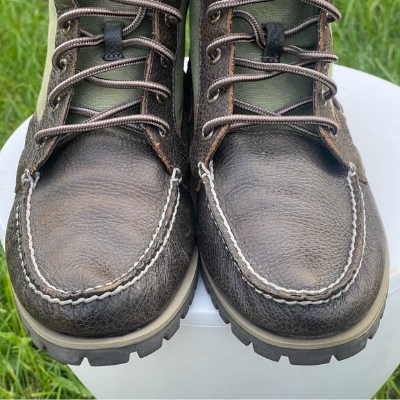 Sperry Top-Sider Boots Mens Size 8.5 Carson Brown Green Leather Canvas STS13572 - Picture 4 of 13